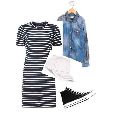 Casual Striped Dress Back to School Modest Comfy Converse Hightops ...