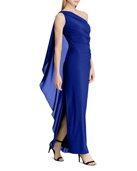 Lyst Lauren By Ralph Lauren Off The Shoulder Georgette Gown In Blue B23