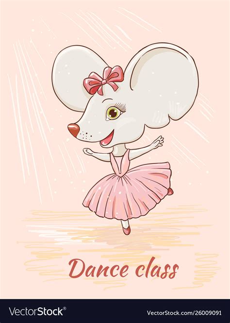 Cute Cartoon Mouse Ballerina Dancing Royalty Free Vector