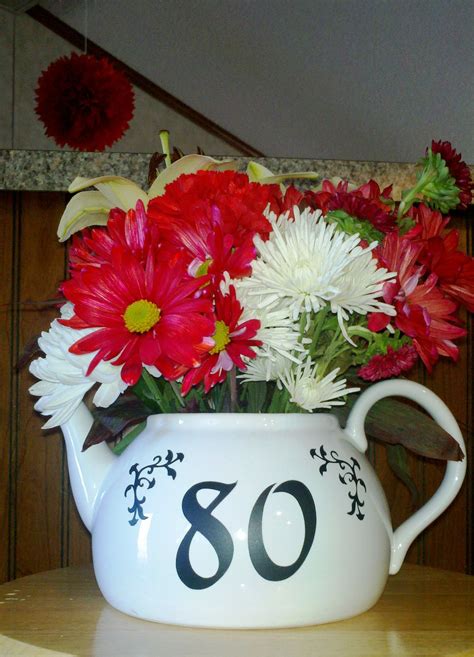 Your mom has been through it all with you—attending sports games and recitals, talking you through your first breakup, and take a look at some of our most popular flowers any mom will love:● birthday brights bouquet● the happy blooms basket● set to celebrate birthday. Teapot Flower Arrangement w/Cricut Vinyl made for 80th ...