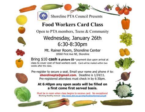 A food handler's card is required for many culinary jobs, including cook, barista, and caterer. Shoreline Area News: Food handlers' class open to ...