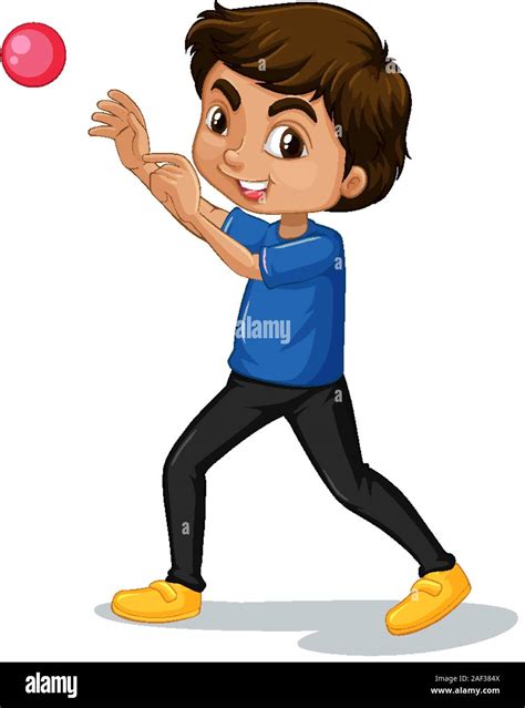 Boy Throwing Ball On White Background Illustration Stock Vector Image