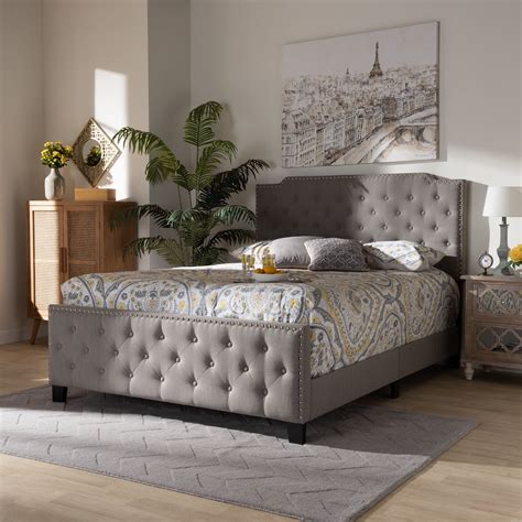 Baxton Studio Marion Modern Transitional Grey Fabric Upholstered Button