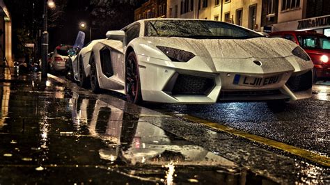 Wallpaper Rain Photography Lamborghini Aventador Wet Lamborghini