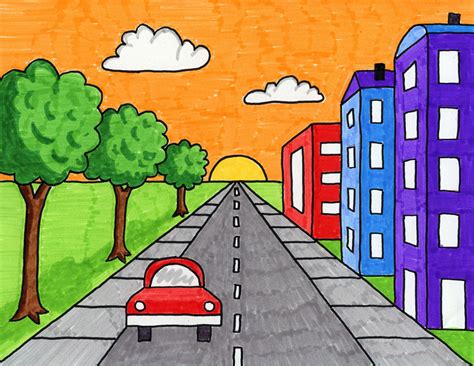 Draw A City With One Point Perspective Art Projects For Kids