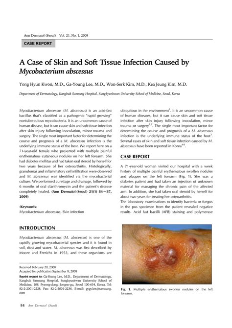 Pdf A Case Of Skin And Soft Tissue Infection Caused By Mycobacterium