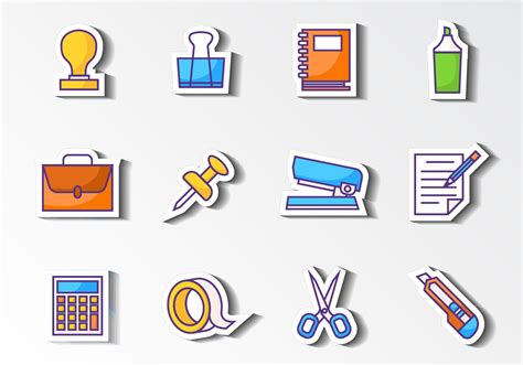 Office Stationery Icons Vector 137216 Vector Art At Vecteezy