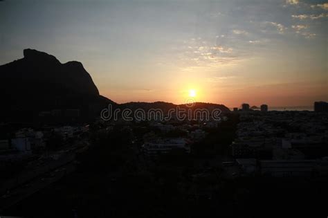 Sunrise In Rio De Janeiro From Barra Stock Image Image Of Orange