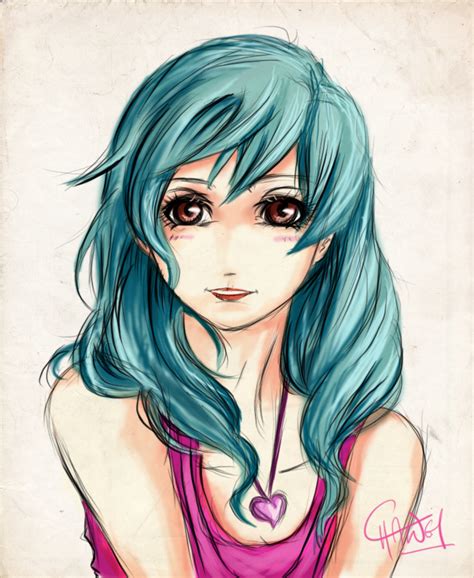 A Girl With The Blue Hair By Thejw On Deviantart