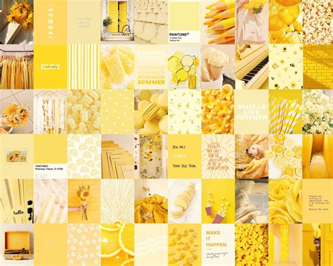 Photo Wall Collage Kit Yellow Summer Aesthetic Set Of 60 Etsy Photo