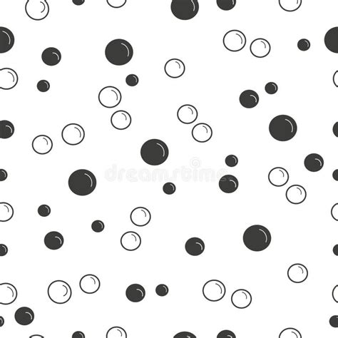 Bubbles Seamless Pattern Silhouette And Outline On White Background