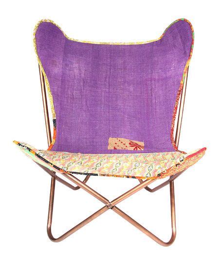 Karma Living Purple Butterfly Kantha Chair Butterfly Chair Purple
