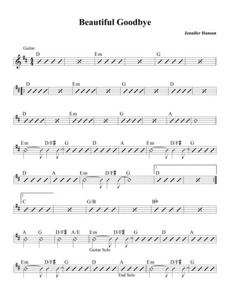 Beautiful Goodbye Sheet Music Jennifer Hanson Piano Vocal And Guitar