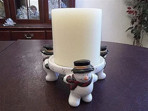 Snowman Pillar Candle Holder With Ivory 3 34 Pillar Candle 750