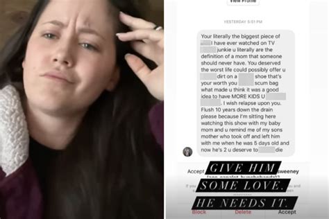 Teen Mom Jenelle Evans Reveals Vile Death Threats From Troll Who Called Her A F King Scumbag