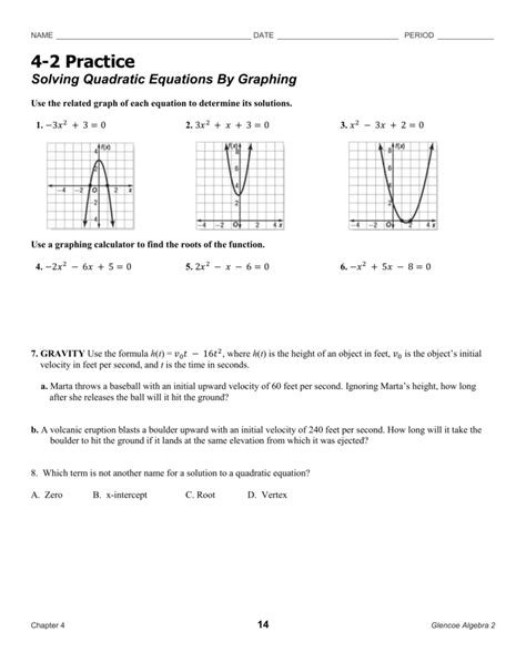 Solving Quadratic Equationsgraphing Worksheet Answer Key — Db