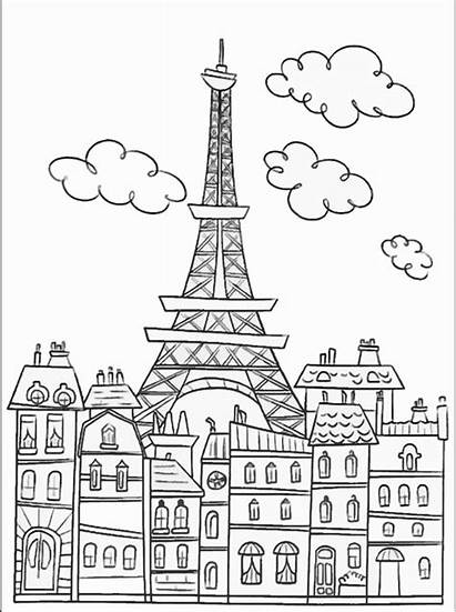 Tour Paris Coloriage Simple Eiffel Effel Batiments