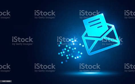 Futuristic Blue Express Envelope And Parcel Pixel Abstract Technology