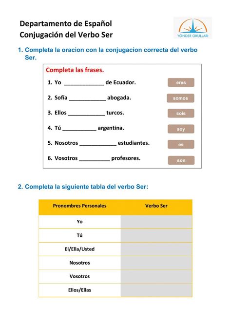 Ejercicio De El Verbo Ser 1 En 2021 Verbos Ejercicios Cuadro De Texto