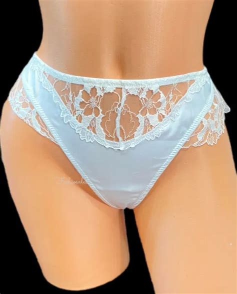 Victorias Secret Very Sexy Satin Sheer Lace Thong String Panty White