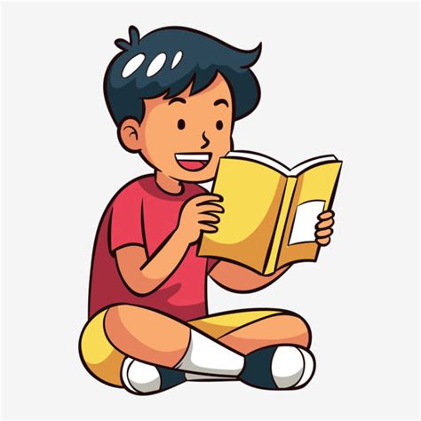 Cartoon Student Reading Clipart