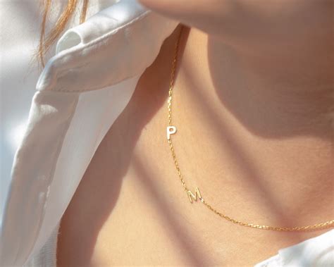 Sideways Necklace Initial Necklace Letter Necklace Sideways Necklace