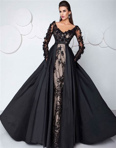 2017 Fashion Prom Dress Party Gown Saudi Arabia Sexy Black Evening