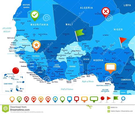 West Afrika Karte Vektor Illustration Stock Abbildung Illustration