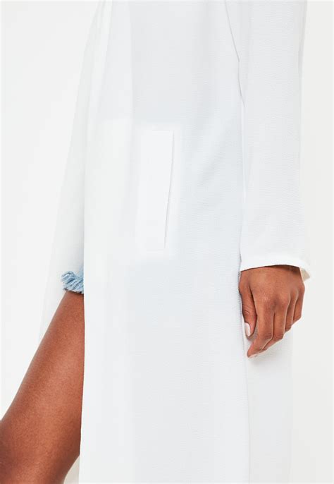 Missguided White Long Sleeved Duster Jacket Lyst