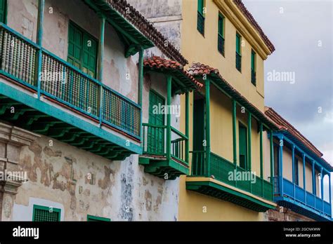 Balconies Of Old Colonial Buildings In Havana Cuba Stock Photo Alamy
