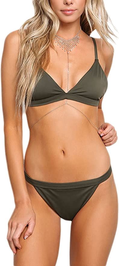 Olive Triangle Swimsuit Bikini Top Olive L At Amazon Womens Clothing Store