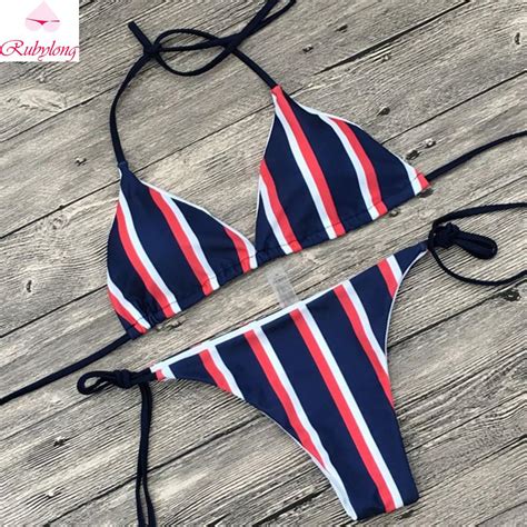 Rubylong 2019 Micro Bikini Set Women Sexy Swimwear Female Halter