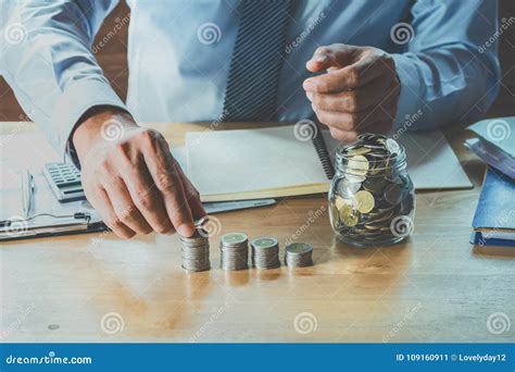 Accountant Calculate Money Coins On Table In Office Stock Image Image