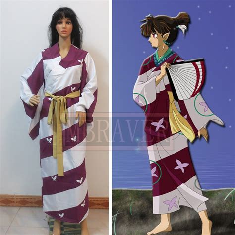 Free Shipping Anime Inuyasha Kagura Kimono Cosplay Costume On