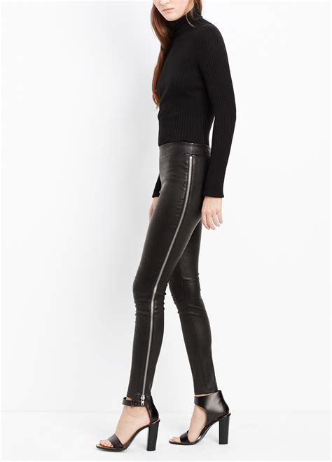 Lyst Vince Leather Leggings With Side Zippers In Black