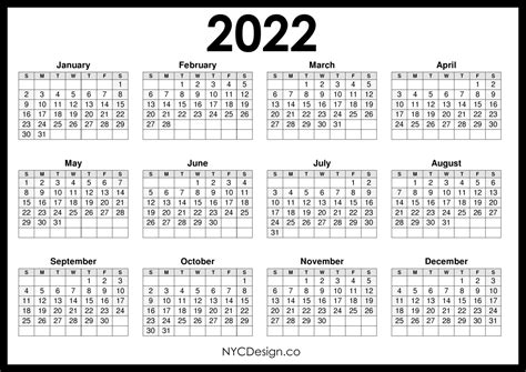Free Printable 2022 Calendar Strips