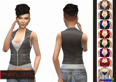 Nygirl Sims 4 Pocketed Leather Vest With Tank
