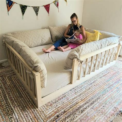 Hardwood Montessori Floor Bed With 4 Railings Made In Ohio Usa Etsy