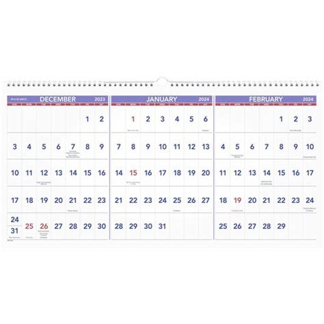 At A Glance 3 Month Horizontal Wall Calendar Wall Calendars Acco