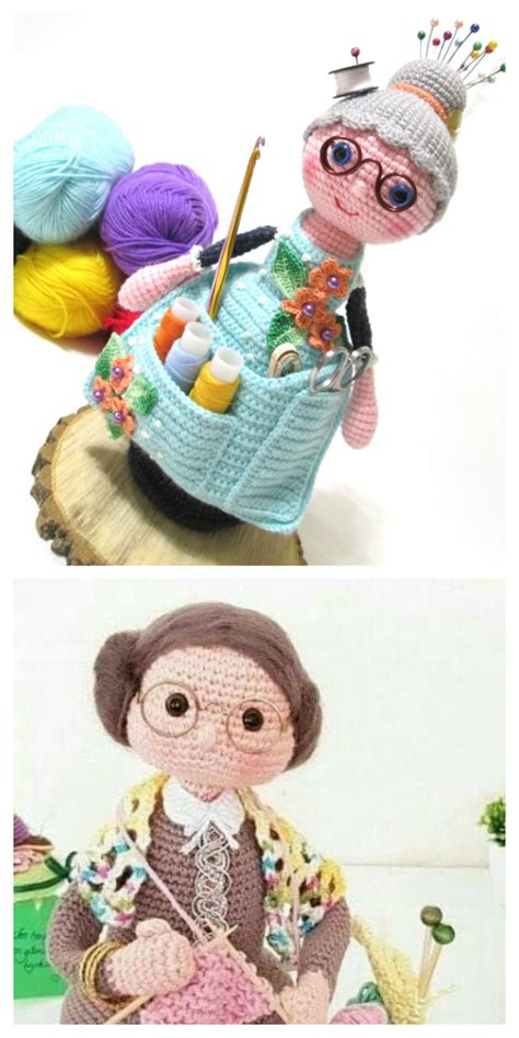 Amigurumi Pattern Crochet Granny Doll Diy Instant Digital Download Pdf Dollhouse Making Craft