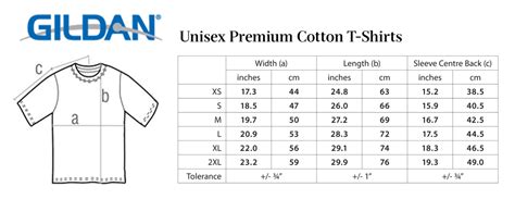 T Shirt Size Charts — In Each Hand A Cutlass