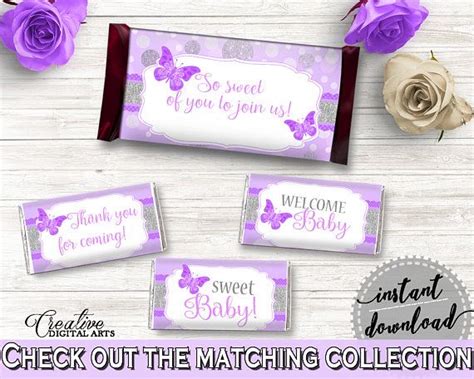 Butterfly Hershey Candy Bar Wrapper Printable Purple White Chocolate