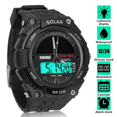 Skmei Men Military Waterproof Solar Power Sport Analog Digital Quartz Wristwatch Ebay