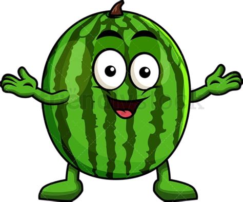 Happy Watermelon Character Cartoon Vector Clipart Friendlystock