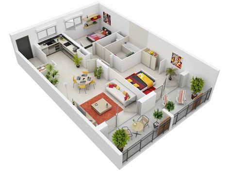 39 Simple Home Plans 2 Bedroom 3d Cool