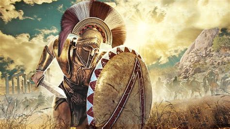 Spartan Hoplite In Battle Ancient War Art In 2019 Greek Warrior