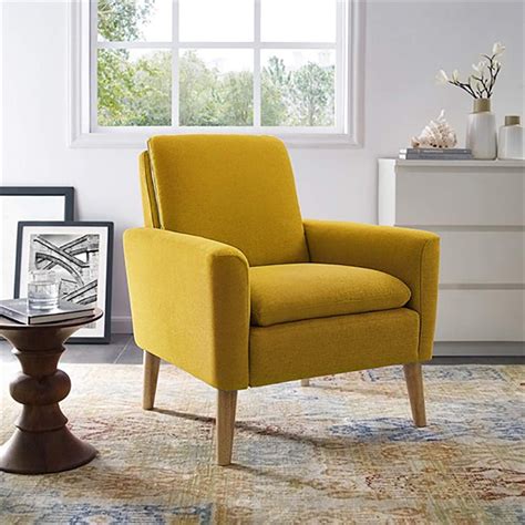 【ております】 Modern Accent Chair For Living Room Bedroom， Single Sofa Chairs Upholstered Linen Fabric
