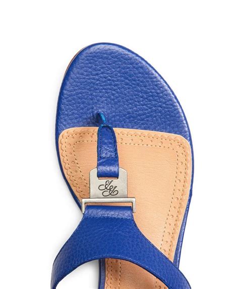 Women S Blue Tumbled Calfskin Thong Sandals Brooks Brothers