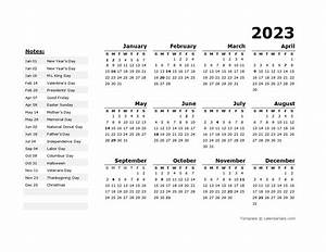 2023 Year Calendar Template With Us Holidays Free Printable Templates