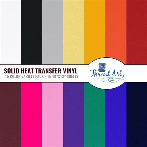 Threadart Variety Pack 10 X 12 Heat Transfer Vinyl Precut Sheets